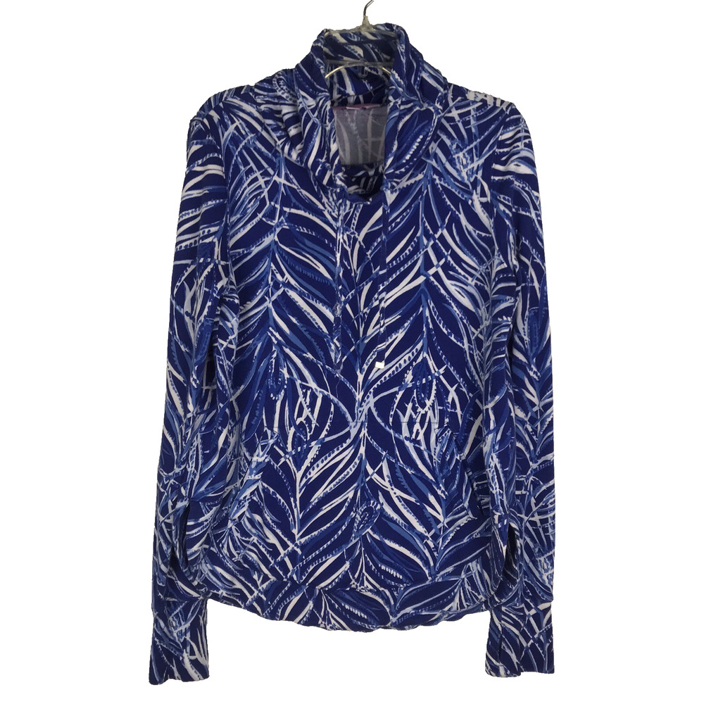 Lilly Pulitzer Fletcher Early Riser Pullover Twilight Blue White Pocket XS FLAW